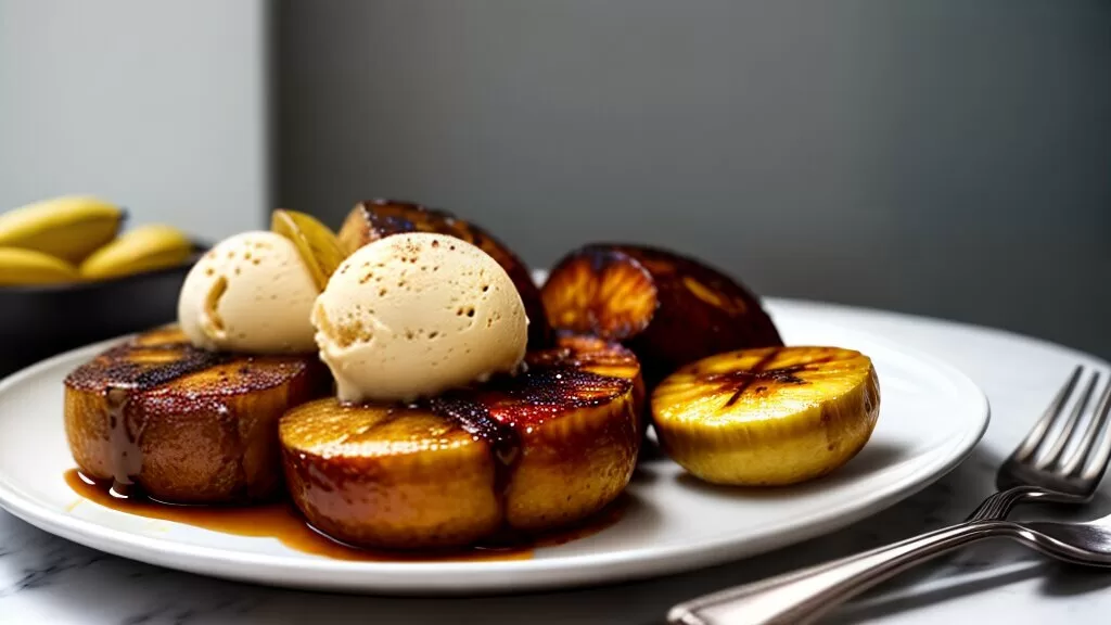 Bananas Caramelizadas com Sorvete de Creme