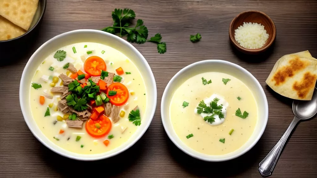 Caldo de mandioca com carne seca e queijo coalho