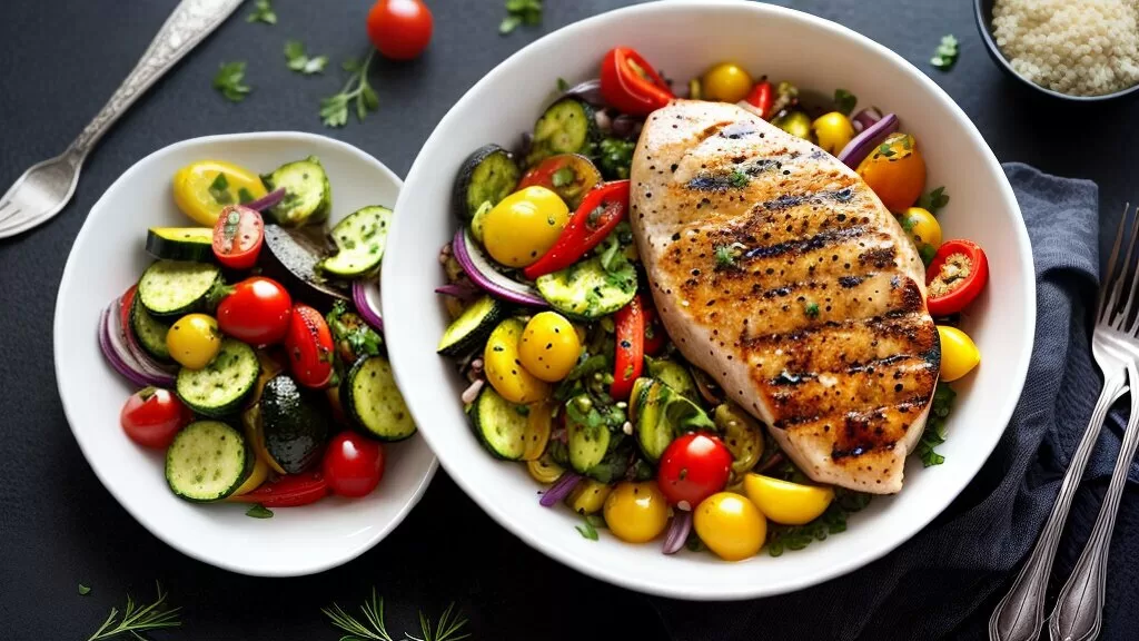 Frango grelhado com legumes