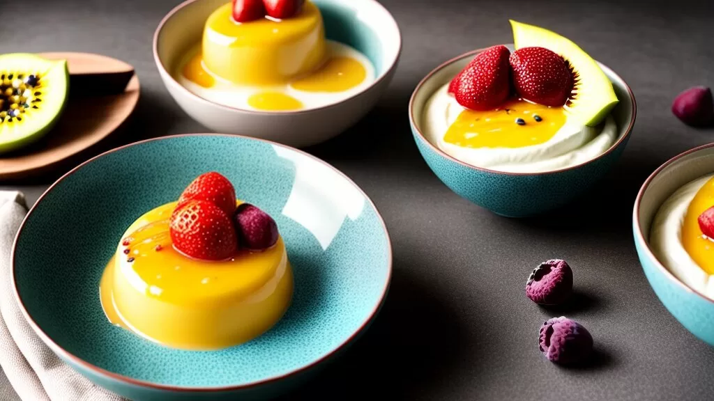 Mousse de Maracujá com Calda de Frutas Mousse de Maracujá com Calda de Frutas