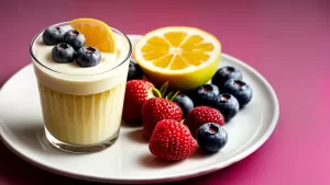 Mousse de Maracujá com Calda de Frutas