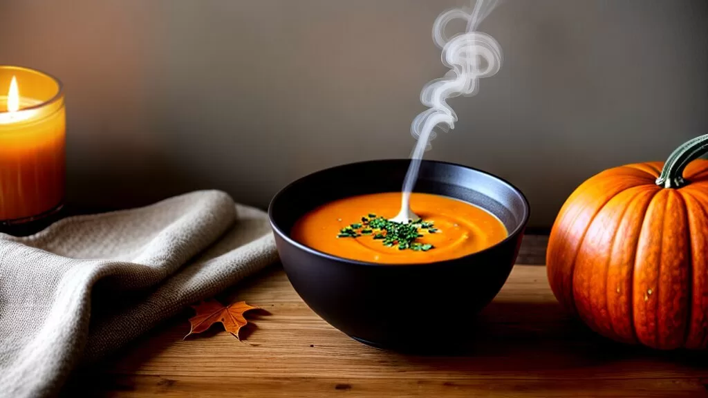 Sopa de abóbora em uma tigela