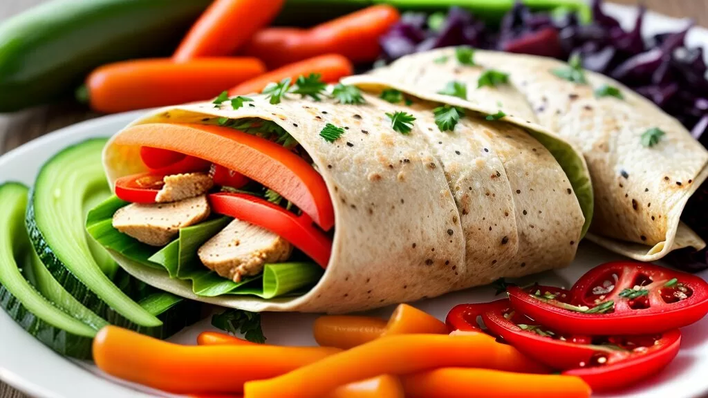 Wrap de frango fitness com vegetais