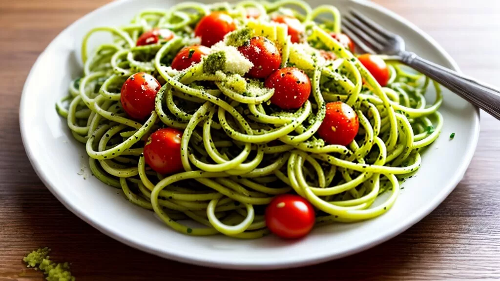 salada de macarrão com pesto e tomate