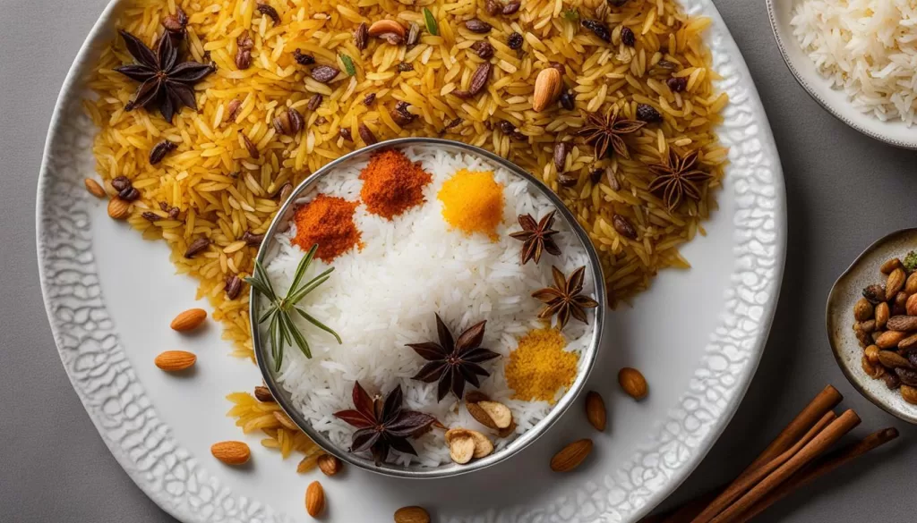 Arroz Marroquino servido em prato decorativo