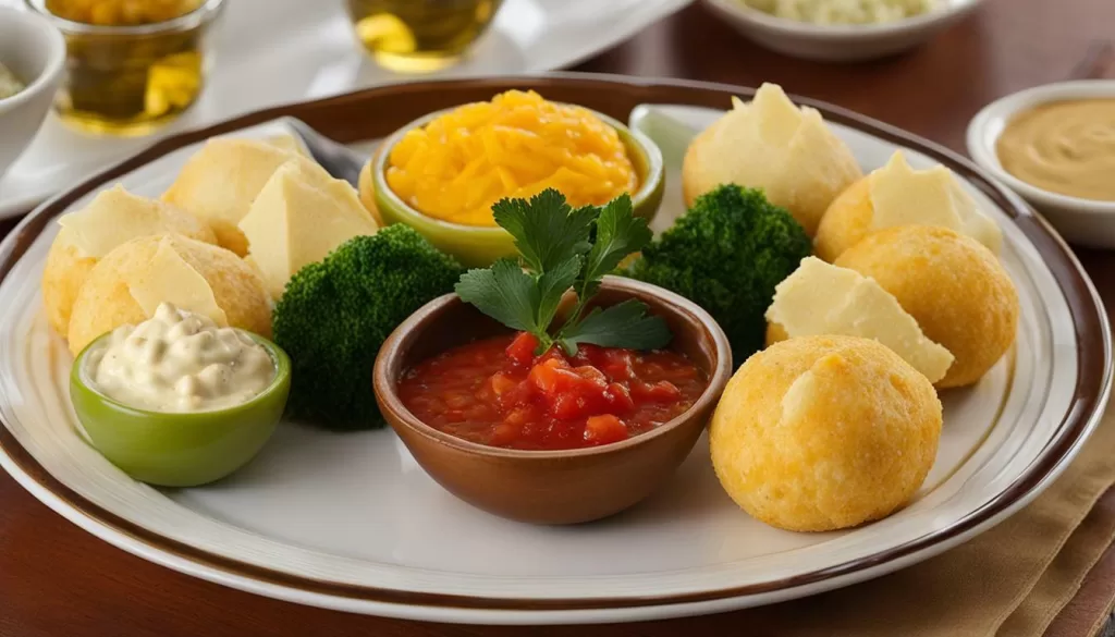 Bolinhas de Queijo com acompanhamentos
