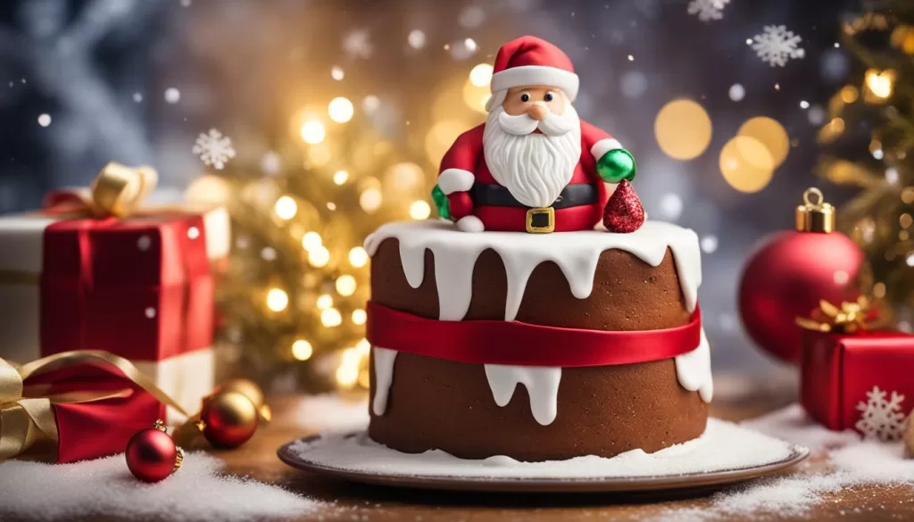 Bolo de Natal decorado com papai noel