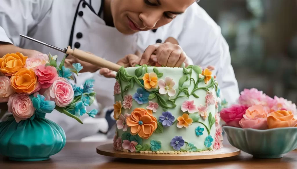 Bolo de aniversário impressionante coberto com glacé rosa e rosas