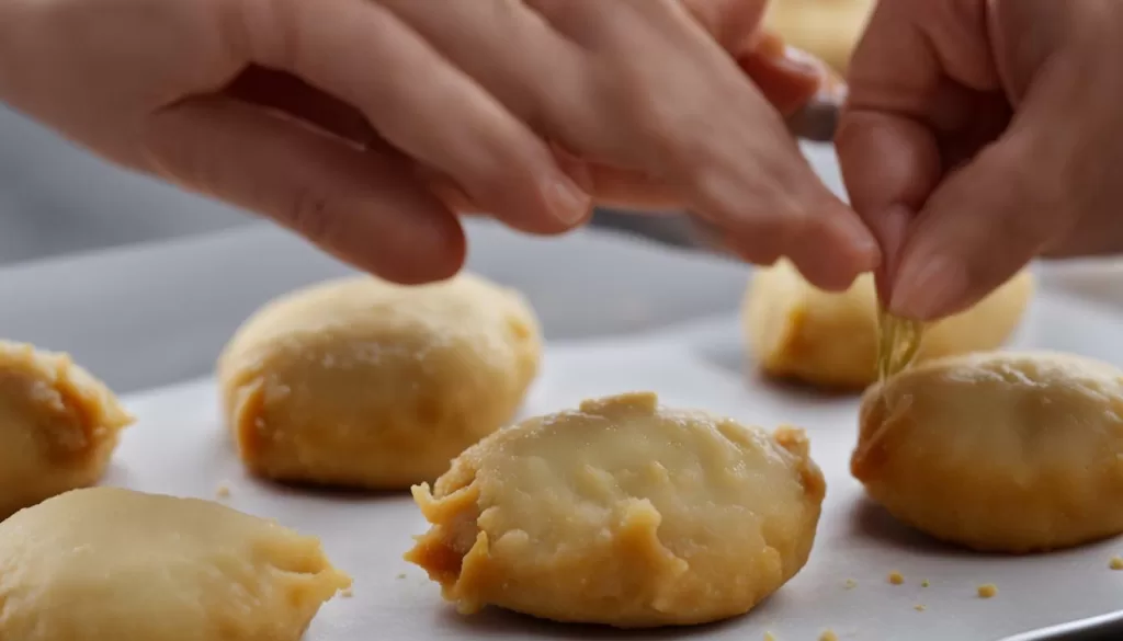 Coxinha de frango sendo modelada