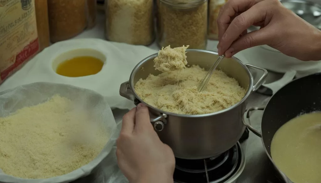 Coxinha de frango sendo preparada