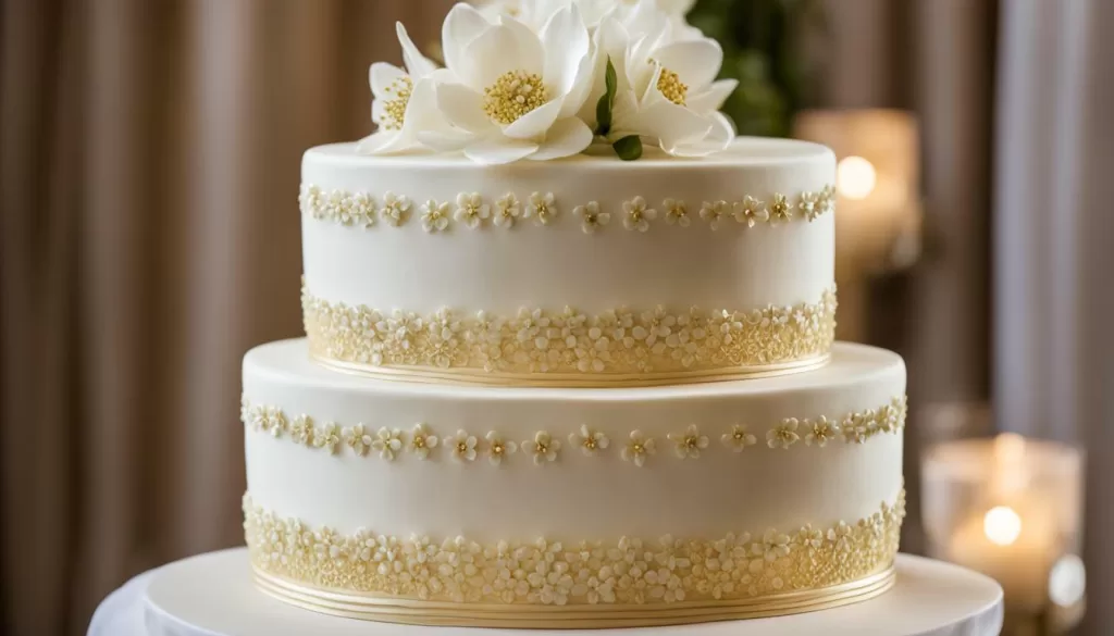 Decoração elegante para bolo de casamento
