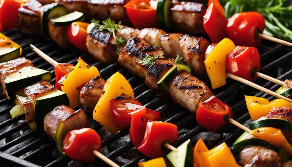 Espetinhos de Salsicha com Legumes