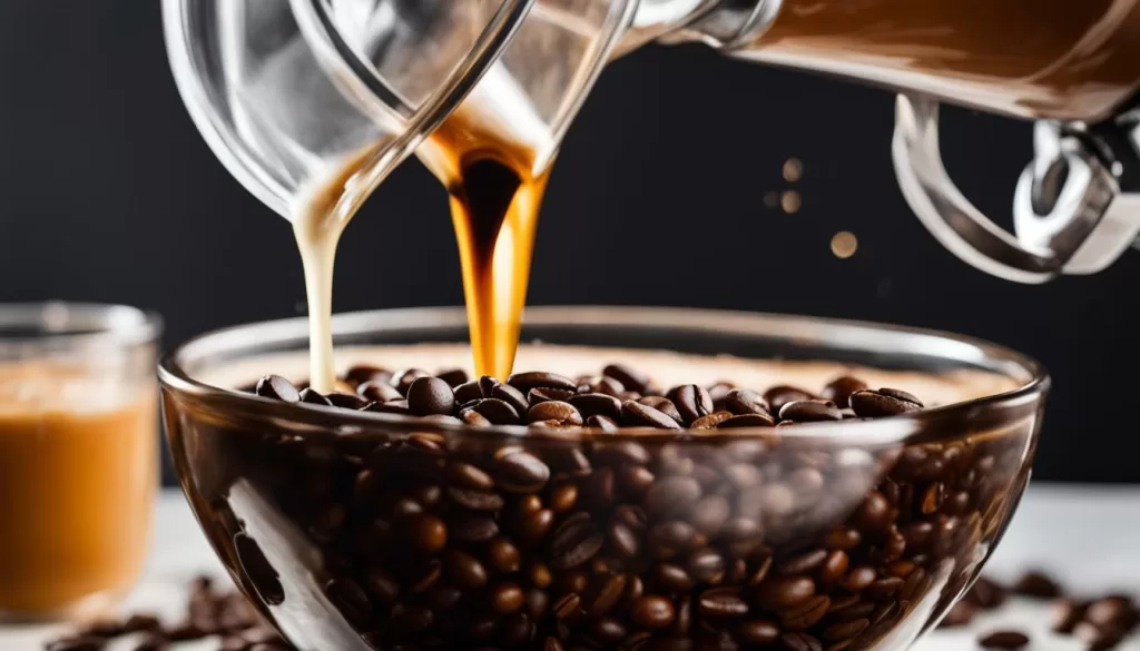 Licor de café sendo preparado em uma tigela grande com álcool e açúcar misturados