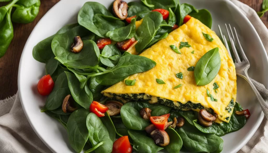 Omelete de espinafre com poucos carboidratos