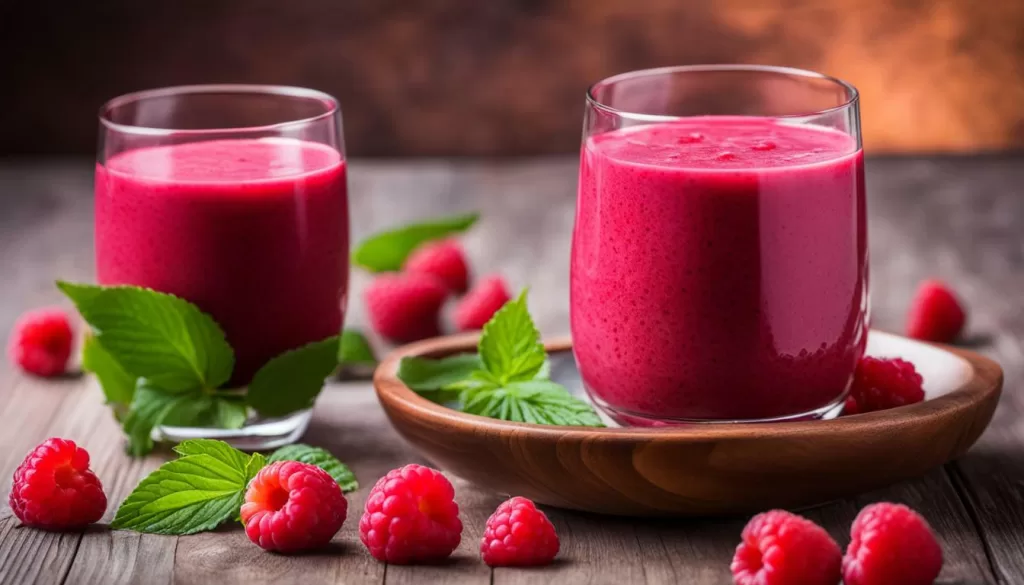 Smoothie de framboesa com baixo índice glicêmico