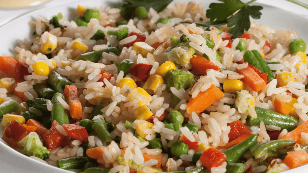 Curry de Grão-de-Bico Vegano com Arroz Integral 7 arroz integral com brocolis