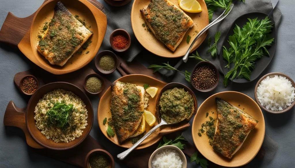 variações da receita de Peixe Assado com Ervas