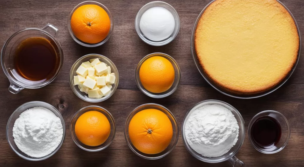 Ingredientes Bolo de Laranja com Calda