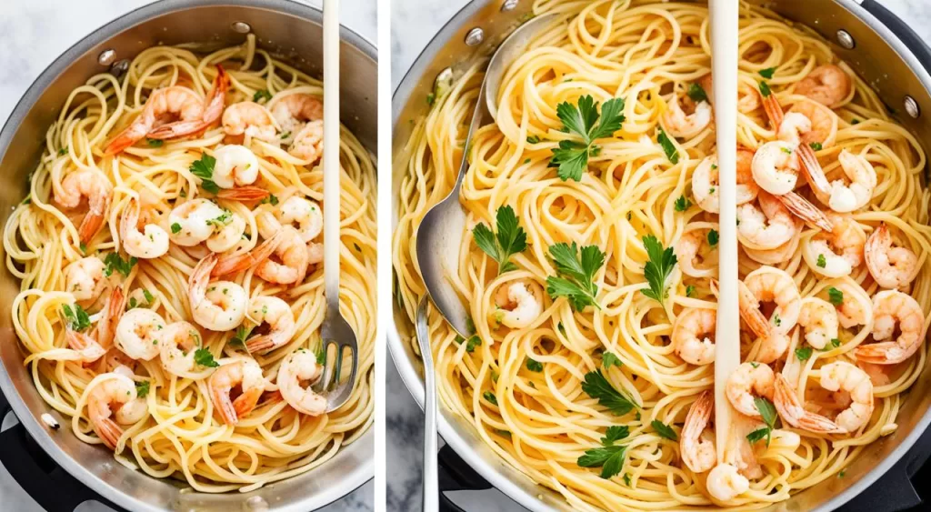 como preparar macarrão com camarão